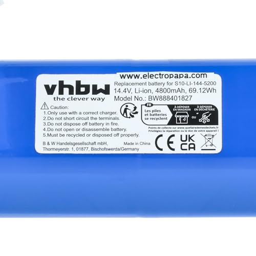vhbw Akku kompatibel mit Ecovacs Deebot Ozmo T8 Aivi DBX11-11 Staubsauger Home Cleaner Heimroboter (4800mAh, 14,4V, Li-Ion)