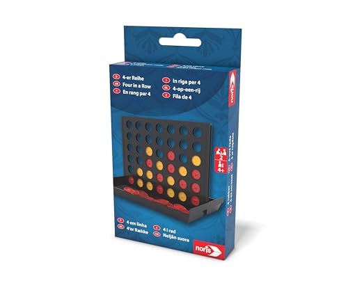 noris Spieleklassiker 4-er Reihe – Strategiespiel für unterwegs, beliebter Klassiker im Reiseformat, vertikales Steckspiel für Zwei Spieler, Denkspiel für Kinder, Logikspiel, ab 4 Jahren