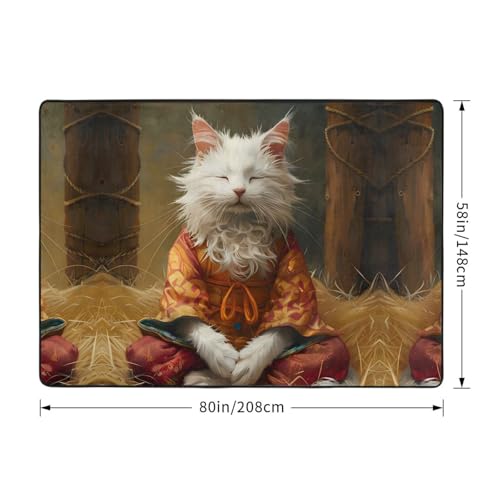 Tapis d'intérieur chat méditant lavable en machine pour chambre - 3