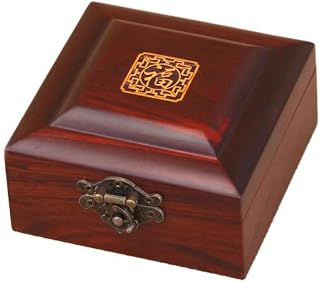 YTDJJWLS Joyero vintage de madera maciza con cuentas de Buda de palisandro, color rojo