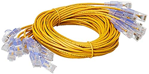Image of Monoprice - 116347 SlimRun Cat6A Ethernet Patch Cable - Snagless RJ45 UTP Pure Bare Copper Wire 10G 30AWG 5ft Yellow 10-Pack