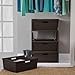 4 Drawer Storage Tower, Wide Plastic Dresser with Decorative Cross-Weave Drawers, Easy Assembly Tool-Free Vertical File Cabinet for Bedroom Living Room Office, Brown