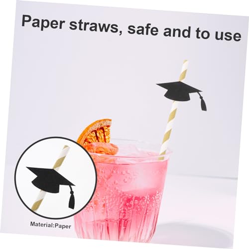 Pitillos de papel flexibles negros para fiesta graduación x12 miniatura 5