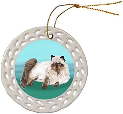 Doggie of the Day Himalayan Cat Christmas Doily Ceramic Ornament