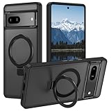 Casehas for Google Pixel 7 Case with Magnetic Invisible Stand [Military Drop Protection] [Compatible with MagSafe] Shockproof Slim Translucent Matte Anti-Slip, Black
