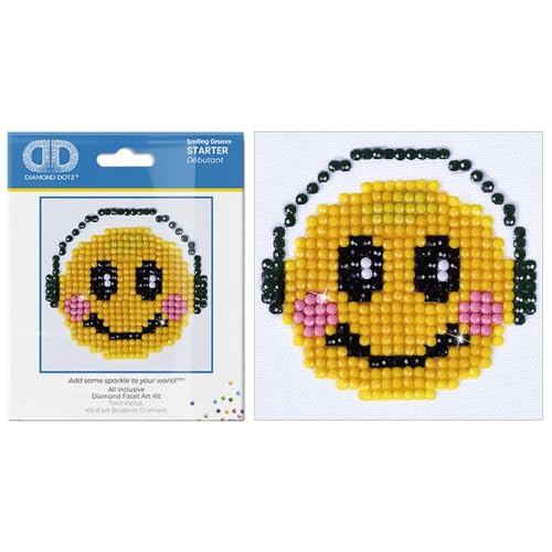 Diamond Dotz DDS-009 Smilie, ca. 7,6 x 7,6 cm groß, Diamond Painting, Malen mit Diamanten, funkelndes Bild zum Selbstgestalten, für Kinder und Anfänger