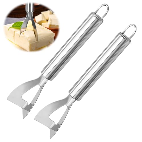WNV ‌2PCS Premium Cheese Slicer - Stainless Steel Cheese Slicers for Block Cheese, Professional Cheese Cutter Maker Tool for Hard/Soft Cheeses - Includes Safety Handle