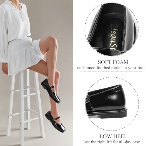 CouieCuies Square Toe Mary Jane Flats for Women Comfortable Adjustable Strap Ballet Flat Business Office Dress Flats2