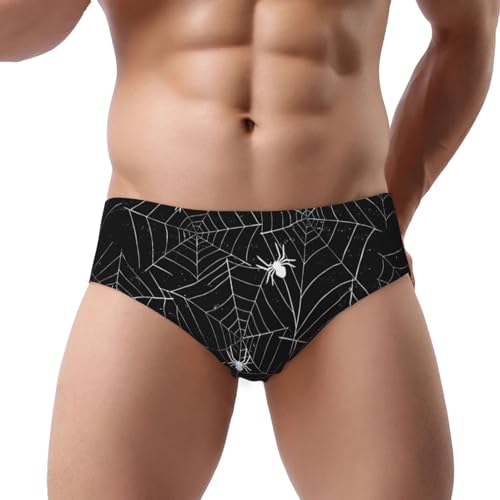Men'S Triangle Briefs Halloween Black White Spiderwebs Soft Comfortable Underwear Panties Briefs Underwear For Men,2