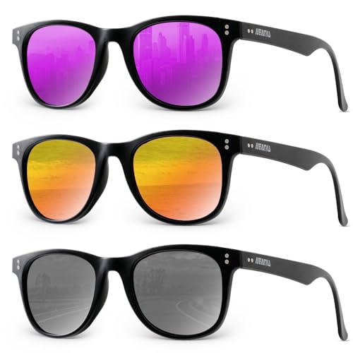Image of Polarized Sunglasses for Men and Women Sunglasses Color Mirror Lens UV Protection for Driving Running Fishing(3 Pack)