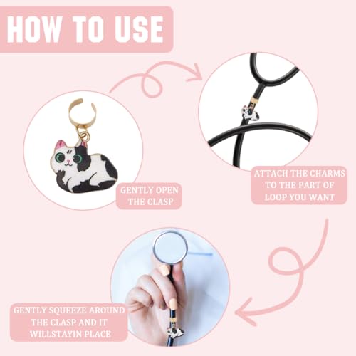 SOFPLATE Breloques Stéthoscope en Forme D'Animal 6 styles Petit Pendentif en Alliage Doré et Émail en Forme de Chat Mignon Étiquette Personnalisée Décoration pour Infirmières Médecins Vétérinaires Fem – vue 6