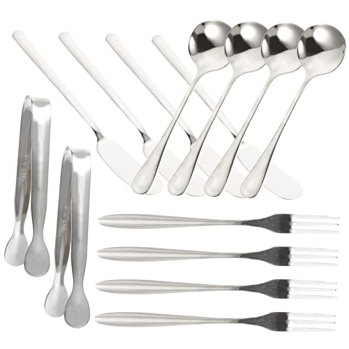 Cabilock Ergonomic Cheese Knife Set 4-piece Set Dessert Spoon Coffee Spoon Serving Spoons and Cheese Fork for Cheese Supplies