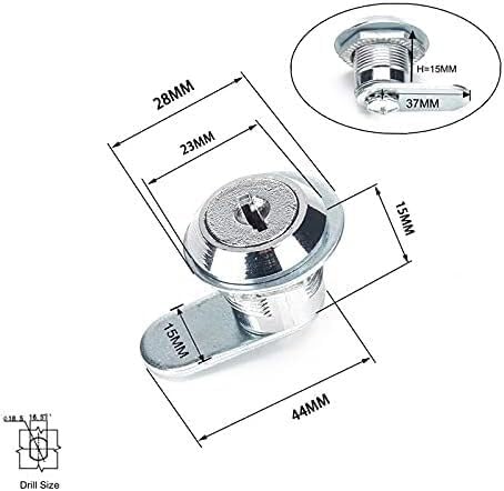Cam Lock,Security Mailbox, 2PCS 15Mm Door and Drawer Tube with 2 Key Cylinders and Galvanized Surface, Chrome