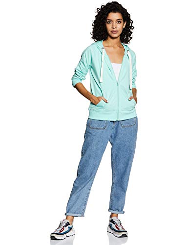 Amazon Brand - Symbol womens Casual Cotton Blend Hooded Sweatshirt (AW19SS002), Snow Green, M