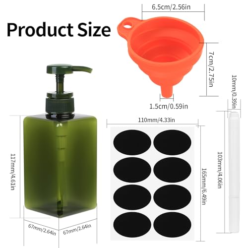 3 Pcs 450ml Pump Bottle Dispenser, Reusable Empty green Plastic Lotion Soap Dispenser Pump Bottles, Refillable Square Dispenser Bottle for Essential Oil Soap Lotion Shampoo Bathroom Kitchen Travel - Cosy Home Interiors 3 Pcs 450ml Pump Bottle Dispenser, Reusable Empty green Plastic Lotion Soap Dispenser Pump Bottles, Refillable Square Dispenser Bottle for Essential Oil Soap Lotion Shampoo Bathroom Kitchen Travel - Image 2