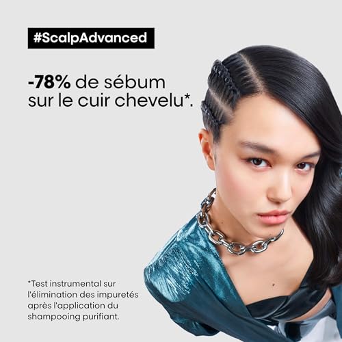 L'Oréal Professionnel, Shampoing Anti-Gras enrichi en AHA,-78% de Sébum et +24% de Volume, Soin Dermo-Purifiant pour Cuirs Chevelus & Cheveux Gras, Sans Silicone, 500ml