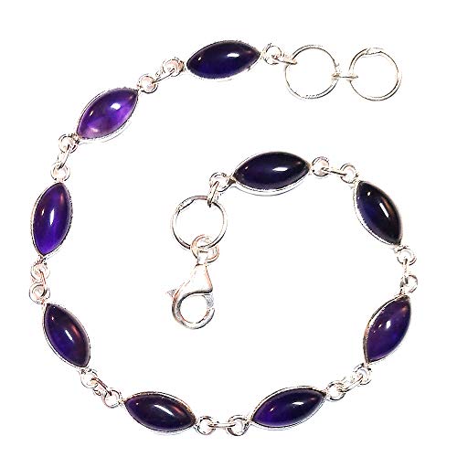 Bijoux et Objets - Bracelet améthyste en argent massif 925 - Dimensions des pierres 5x10mm Cover