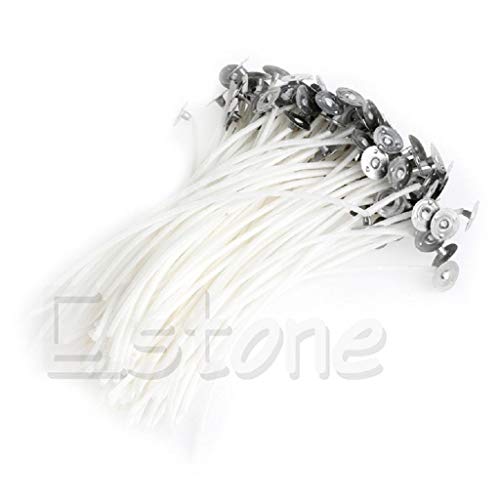 R-WEICHONG Lot de 100 mèches de Bougie en Coton pré-courbée avec Supports pour la Fabrication de Bougies Cover