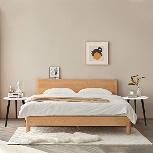 image for ECOMEX Round End Table Set of 2, Wood Side Table Accent Table, Small C