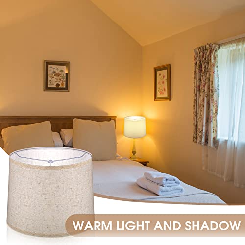 Natural Linen Lampshade 11.6 Inch Top X 12.6 Inch Bottom X 9.8 Inch High Modern Drum Lampshade Classic Fabric Lamp Shades For Table Lamp, Floor Lamp (2, Beige) #TOP2