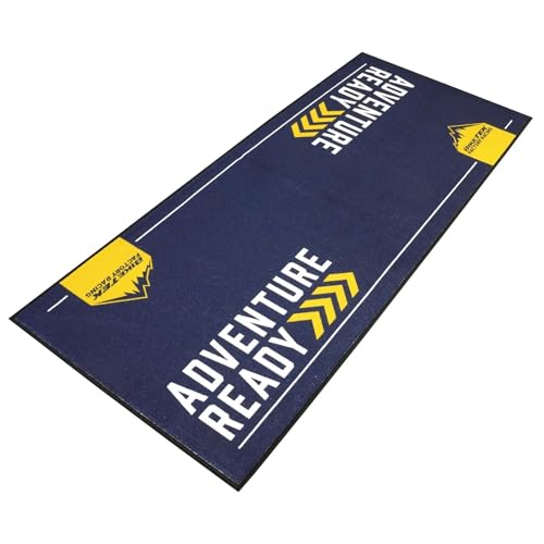 BikeTek Adventure Series Motorcycle Workshop Pit Garage Mat Blue Yellow Compatible With Husqvarna Adventure Bikes 190 x 80 cm - Image 2