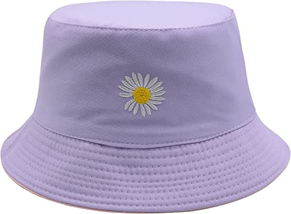 Purple and Black Bucket Hat for Women Men Teens Reversible Double Side Summer Beach Sun Hat Packable Fisherman Cap for Travel Outdoor Hiking