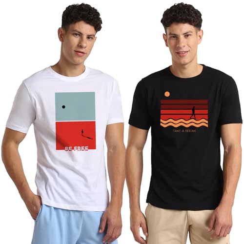 T-shirt en coton homme pour le week-end lot de 2 hauts graphiques coupe classique
