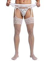ohmydear Herren Ouvert Strapsstrumpfhose Spitze Fishnet Stocking – Ansicht 1