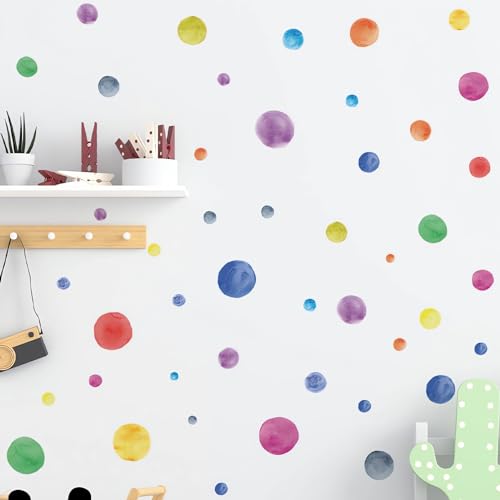 6 hojas 123 adhesivos de pared coloridos de lunares miniatura 5