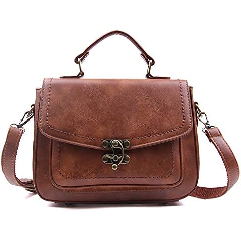 EVEOUT Casual Vegan Leather Cross Body Bag for Women, Retro Ladies Handbag Stylish Messenger Satchel Purse Bag Classic Vintage Top Handle Bags for Girls Cover
