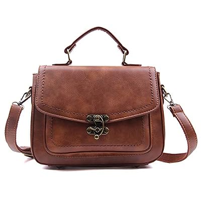 EVEOUT Borsa a tracolla per le donne retrò borsa tote classica vintage maniglia superiore, chiusura girevole unica - marrone, taglia unica, retrò, vintage, Serratura girevole unica - Brown, Taille