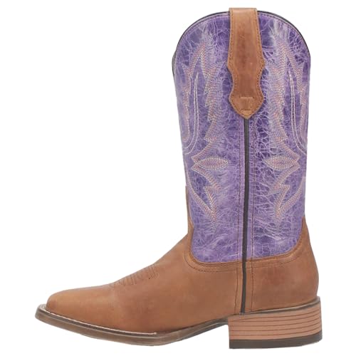 Laredo Womens Mara Embroidery Square Toe Casual Boots Mid Calf Low Heel 1-2" - Brown, Purple3