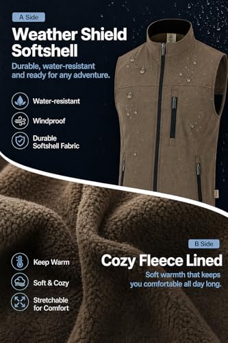 Image of REIMER | Men Softshell Vest Waterproof Windproof Thermal Neoprene Sleeveless Elegant Breathable Fit Zipper Pockets