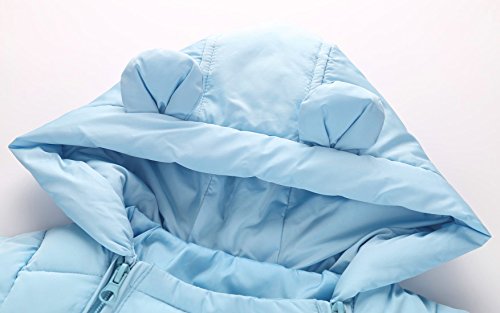 Happy Cherry Winter Unisex Baby Snowsuit Infant Warm Solid Polyester Long Sleeve Zip One Piece Jacket Outwear with Hood Light Blue 18-24 Months