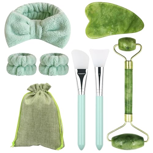 HTTDSLF Gua Sha, Gua Sha Facial, Rodillo Masaje, Masajeador Facial, Guasha Facial, Rodillo Facial, Masajeadores Faciales, Rodillo Masaje Facial para Mujer, Aliviar las Arrugas