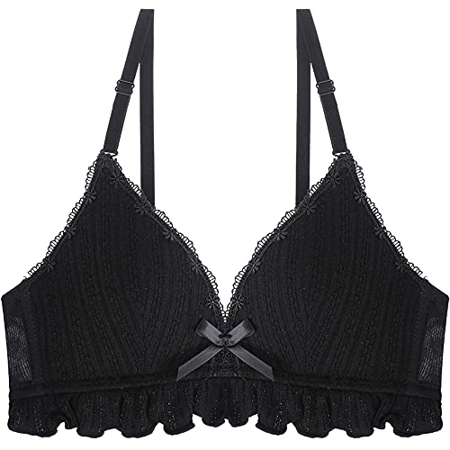 Soutien-gorge push-up noir 85C sans armature en dentelle fine - 2
