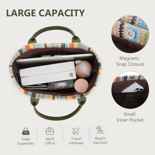 Bolso de playa de paja sintética para mujeres gran capacidad miniatura 5