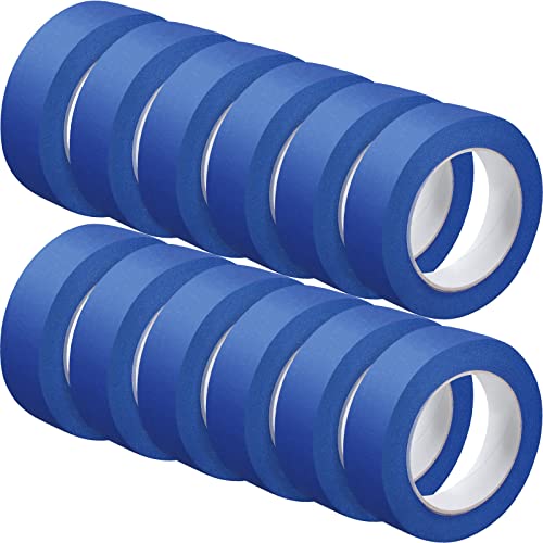 Fainne 12 Rolls Blue Painters Paint Masking Tape, Blue, 1 Inch X 55 Yards