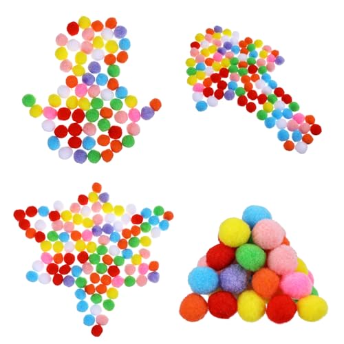 Tyqour 100 Stück Bunte Pompons zum Basteln, 3cm Bunt Filzkugeln Pompoms Bommeln zum Basteln Groß Pompons Bunte Pom Poms für Weihnachten Ostern Kinder DIY Kreativen Handwerk Dekorationen
