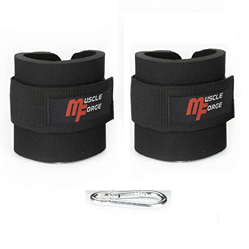 MuscleForge® Fußschlaufen für Kabelzug, Fussmanschetten für Seilzug zur Isolierung der Bein- und Hüftmuskulatur im Fitness Training | Ankle cuffs - 2 Stück für Damen und Herren Cover