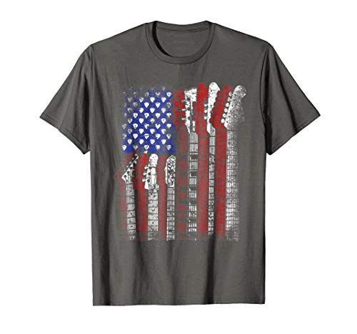 Guitar T Shirt US flag rock playable for men women