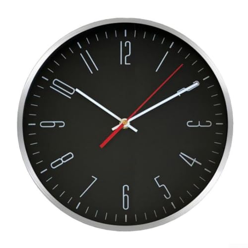 Reloj de pared de aluminio para actualizaciones oportunas sin distracciones en tu espacio (negro)