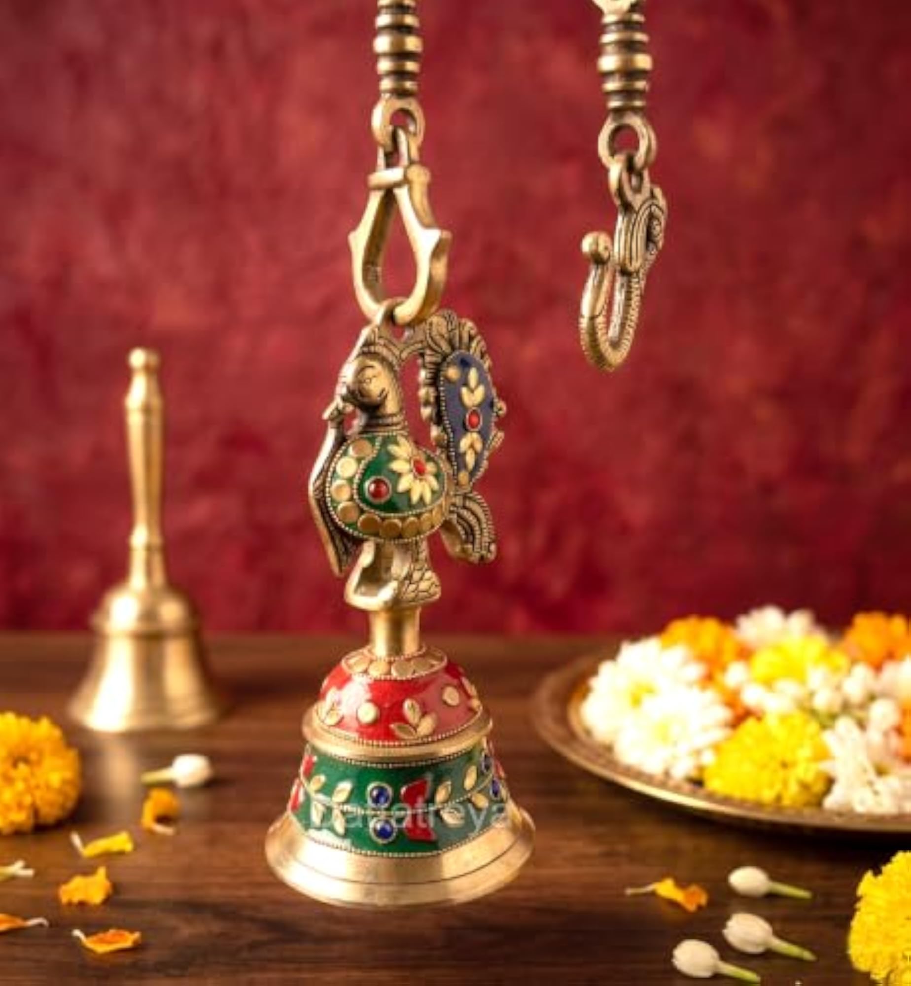 Brass Peacock Hanging Bell for Home Decor