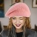 BESTonZON Strawberry Wool Beret Hat for Ponytail Hat Vintage French Artist Style Wool Cap Pink 48-52cm Autumn Winter Warm