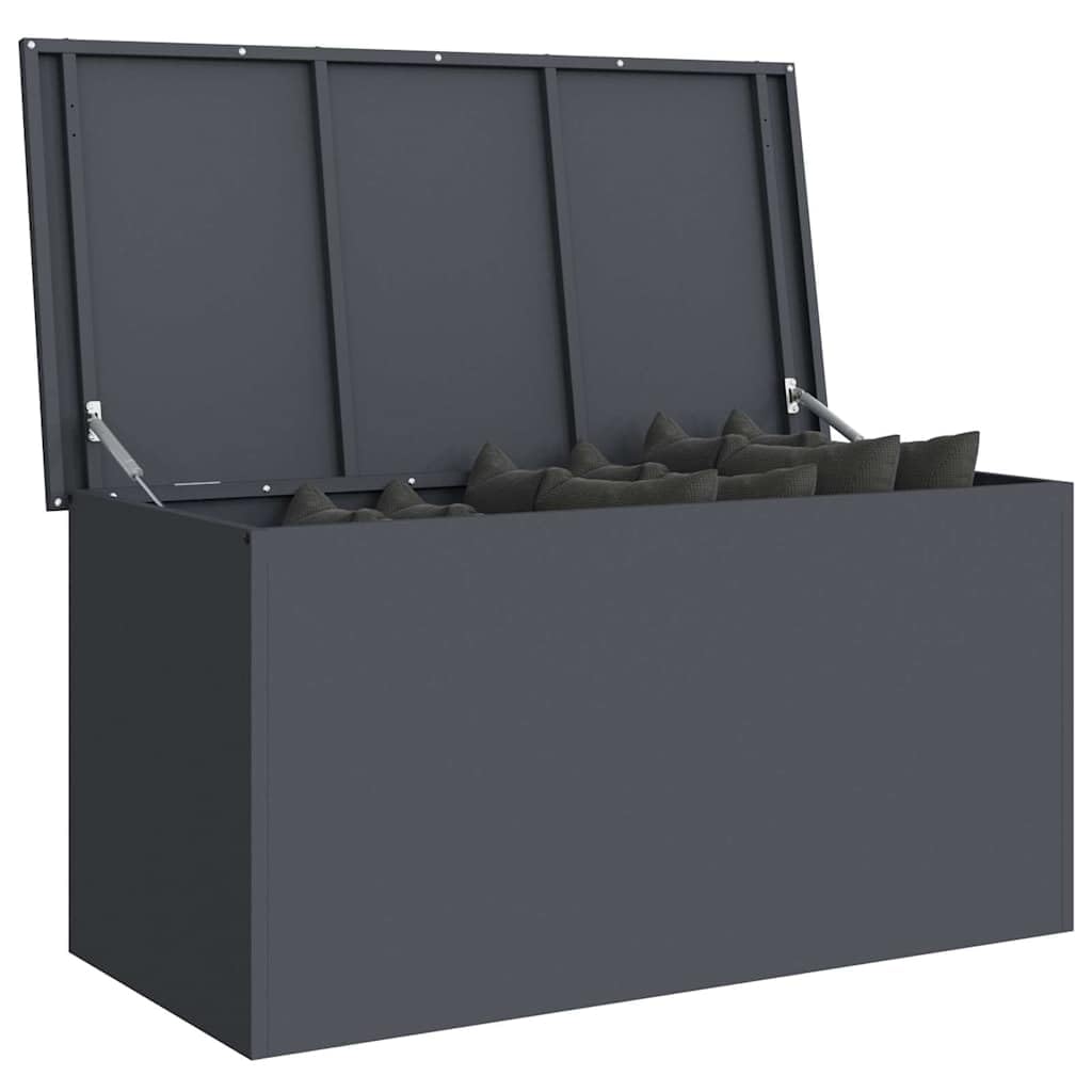 vidaXL Outdoor Storage Box Anthracite 100 x 50.5 x 50 cm Steel, Garden and Terrace Storage Solution, Weatherproof Box, Durable Metallic Organizer, Rectangular Industrial Cabinet