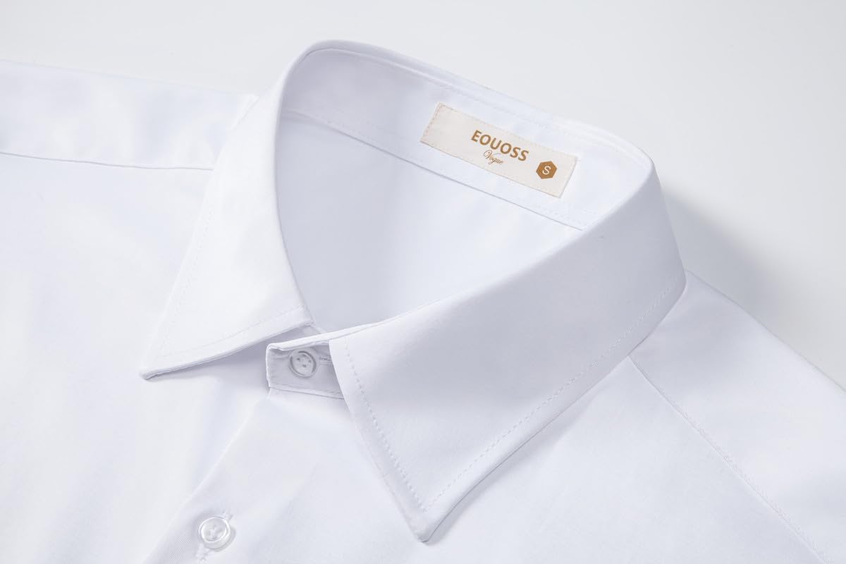 Men's Dress Shirts Formal Slim Fit Stretch Long Sleeve Button Down Shirt for Men Wrinkle Free Collar Business Shirts - Image 3