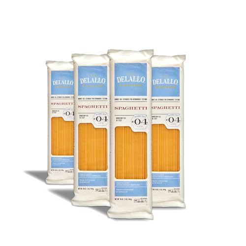 DeLallo Spaghetti Pasta, 1 Pound Bag, 4 Pack, Classic Style, Imported from Italy, Cooks in 9 Minutes, Homemade Recipe, Non-GMO