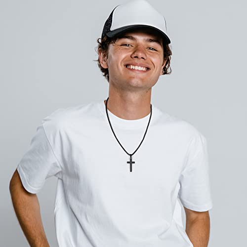 Ieftop Grandson Gifts Grandson Necklaces, Stainless Steel Black Cross Necklace For Men Jewelry Grandson Gifts Fathers Day Birthday Gifts For Grandson Christmas Gifts For Men #TOP1