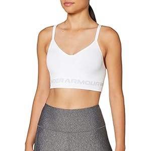 Under Armour Women's Seamless Low Impact Long Sports Bra , White (100)/Halo Gray , X-Large