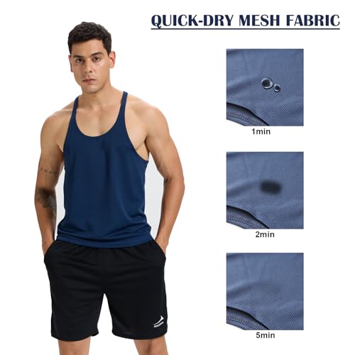 Men's Stringer Tank Top Bodybuilding Workout Gym Vest Sleeveless Shirt Y-Back Dry Fit Training Muscule Cut T-Shirt3